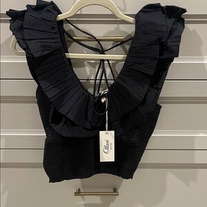 Black Ruffled Women's Top